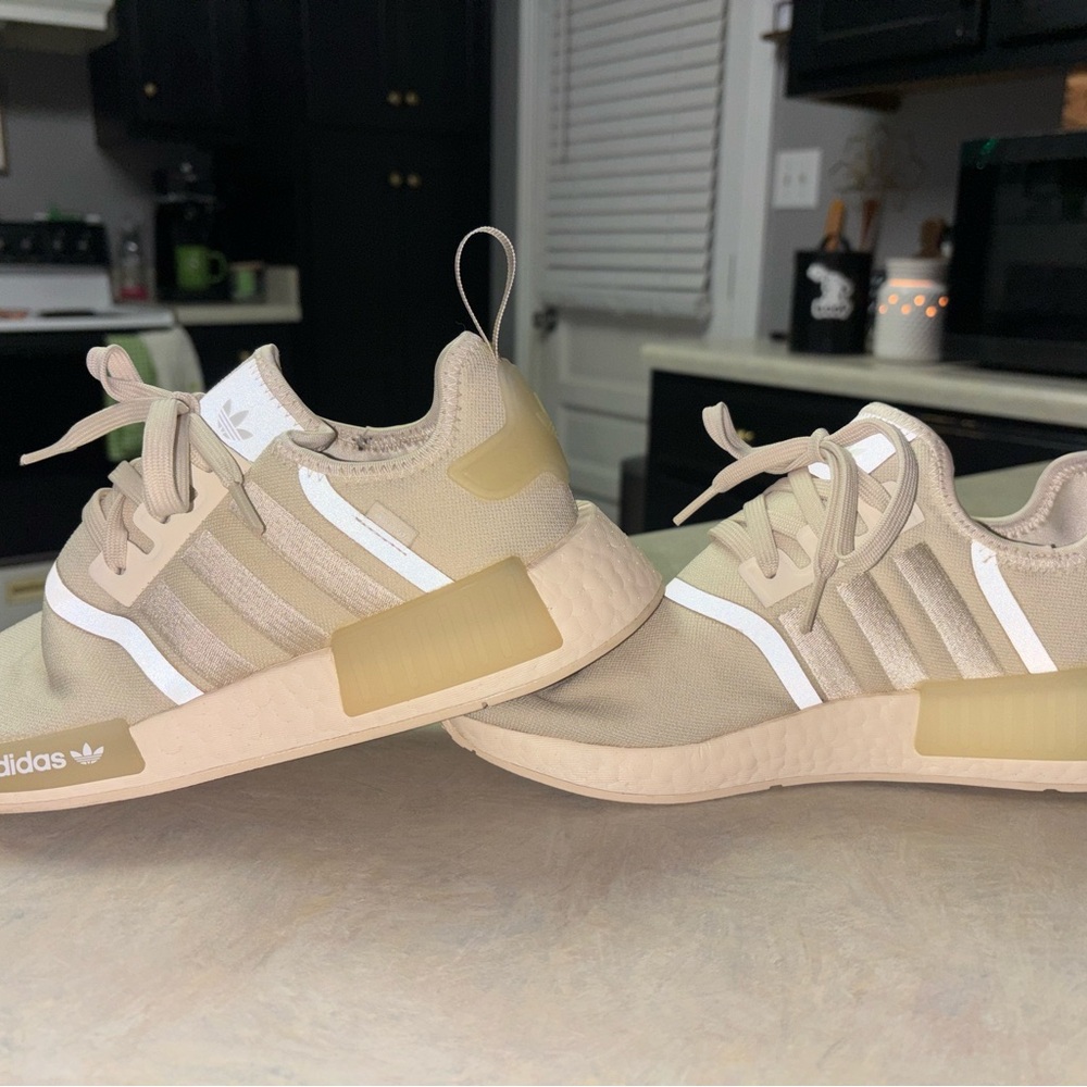 adidas Beige and White NMD-Style Sneakers
